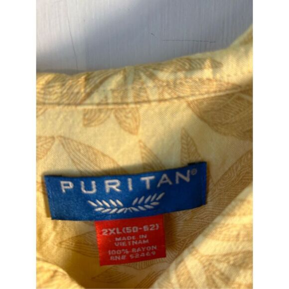 Puritan Hawaiian Beach Cruise Rayon Shirt 2x Flowers Yellow Wood Buttons rn#5246 - Picture 3 of 7
